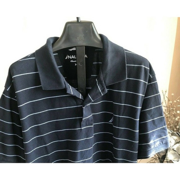 Nautica Men's Striped T Shirt Sleeve Collar Polo Shir - Picture 2 of 12